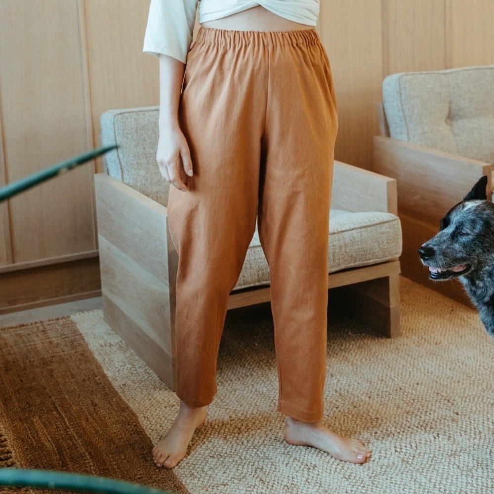 Miranda Bennett Studio High Waisted Cropped Hadid Twill Pants